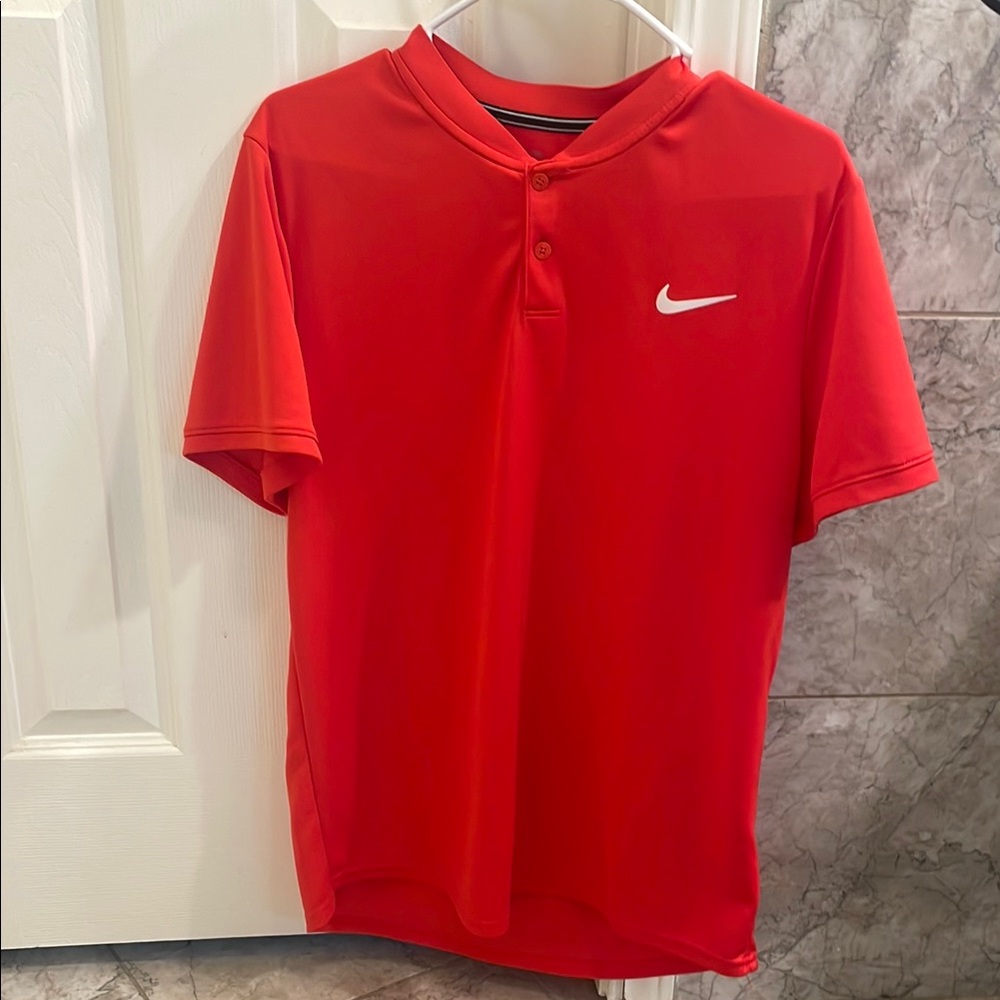 Nike Red Blade Collar Polo Shirt Performance Material